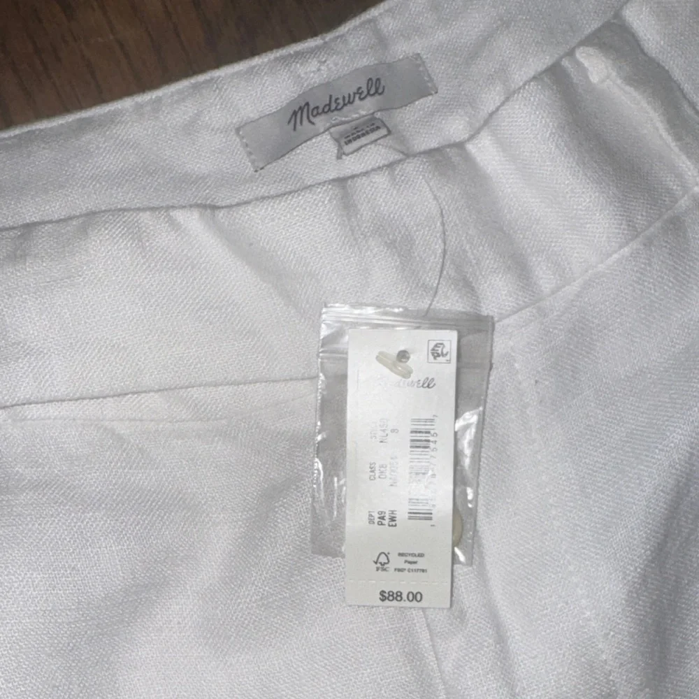 Madewell size 8 NWT NEW White Wide-Leg Linen Pants - Picture 7 of 12